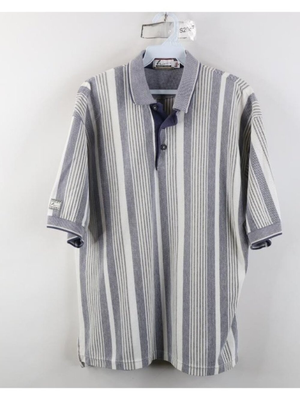 Vintage 90s Streetwear Mens Medium Striped Color Block Knit Golf Polo Shirt USA